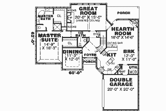 Floor Plan - Main Floor for European House Plan #34-148 - 3 bed, 3.5 bath