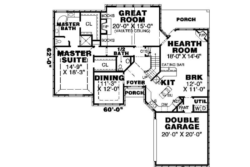 Architectural House Design - Floor Plan - Main Floor for European House Plan #34-148 - 3 bed, 3.5 bath