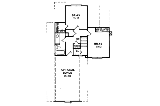 Floor Plan - Upper Floor for European House Plan #41-137 - 3 bed, 2.5 bath