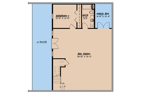 Floor Plan - Lower Floor for Craftsman House Plan #923-163 - 5 bed, 3.5 bath