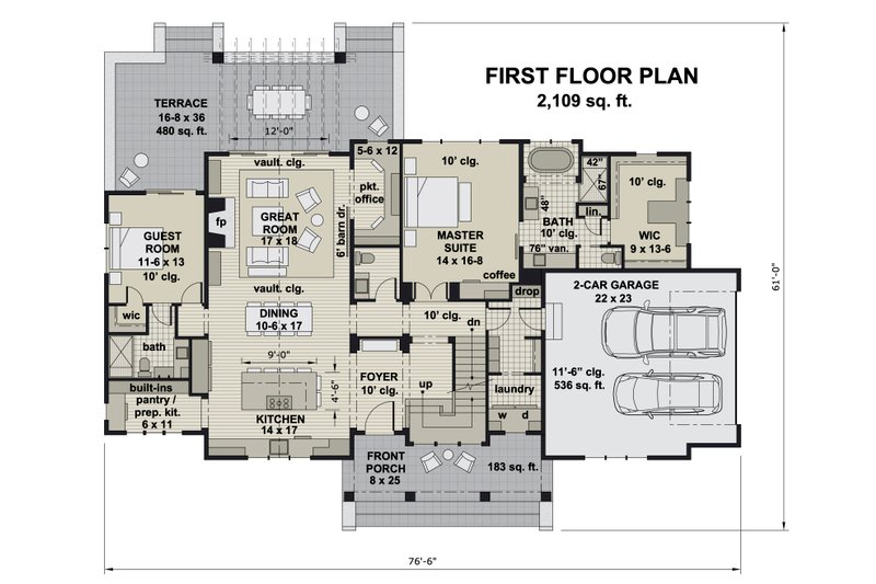 Home Plan - Floor Plan - Main Floor for Farmhouse House Plan #51-1163 - 4 bed, 3.5 bath