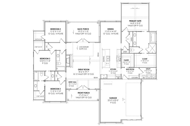 Dream House Plan - Floor Plan - Main Floor for European House Plan #1096-89 - 4 bed, 3 bath