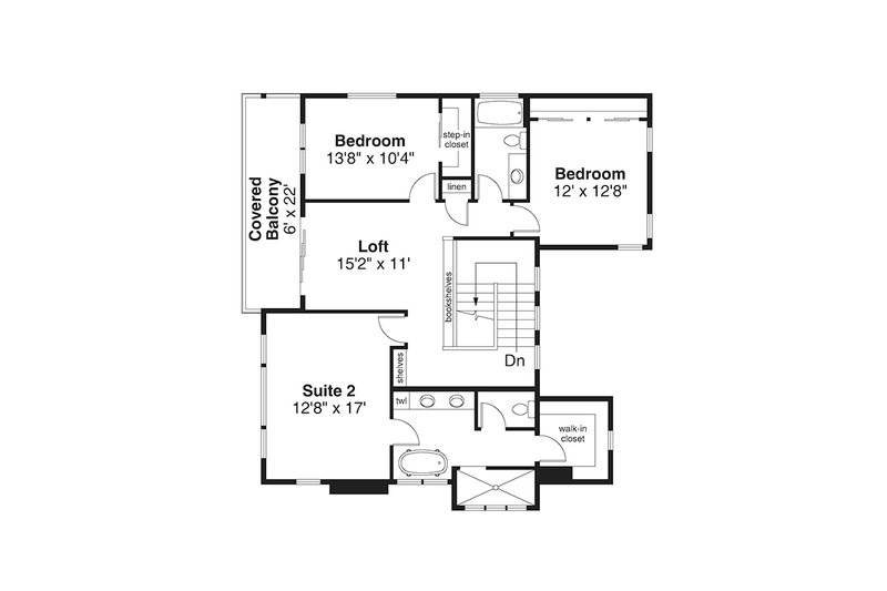 House Blueprint - Floor Plan - Upper Floor for Contemporary House Plan #124-1368 - 4 bed, 3.5 bath