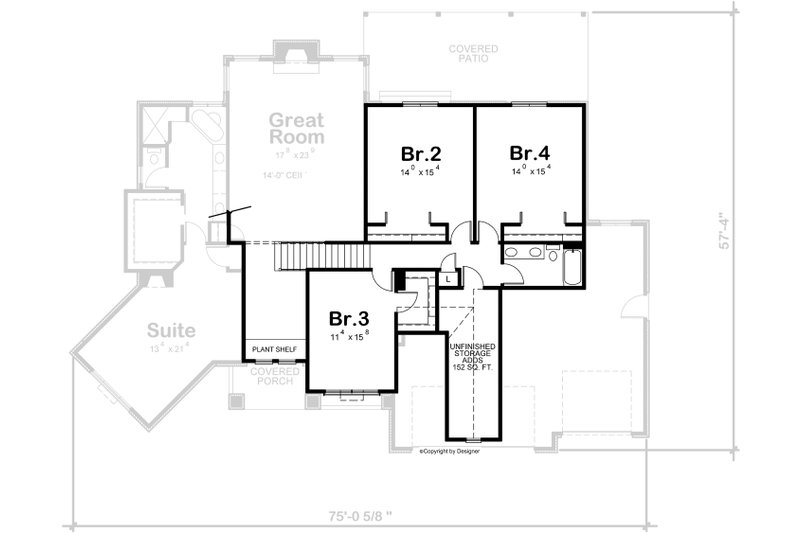 Dream House Plan - Floor Plan - Upper Floor for Traditional House Plan #20-2520 - 4 bed, 2.5 bath