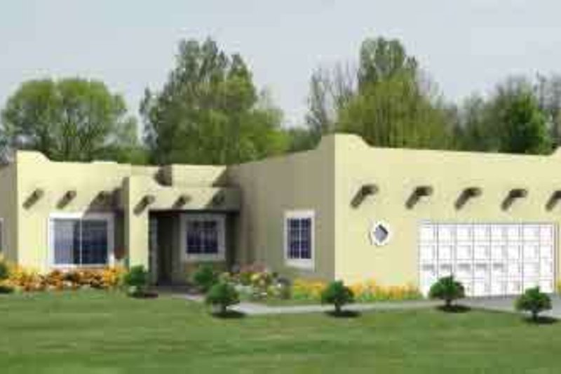 Architectural House Design - Adobe / Southwestern Exterior - Front Elevation Plan #1-795