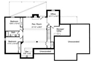 Floor Plan - Lower Floor for Cottage House Plan #46-402 - 2 bed, 2 bath