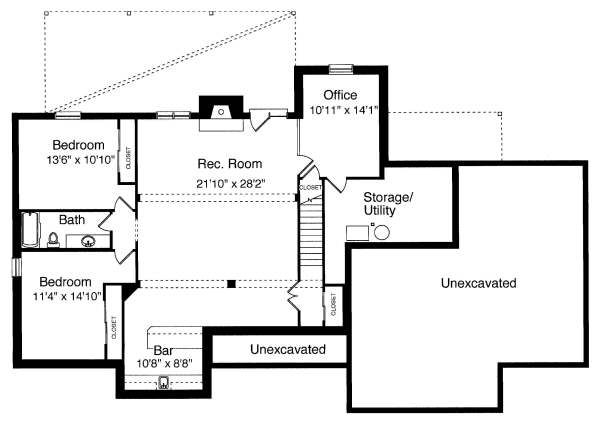 House Plan Design - Cottage Floor Plan - Lower Floor Plan #46-402