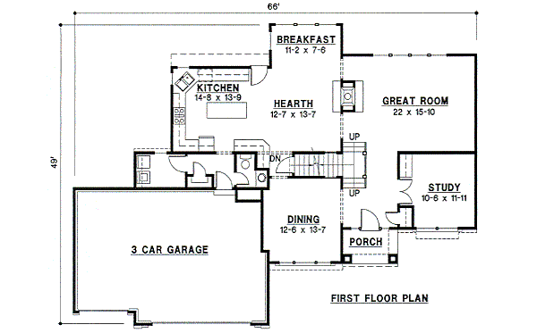 Traditional Floor Plan - Main Floor Plan #67-244