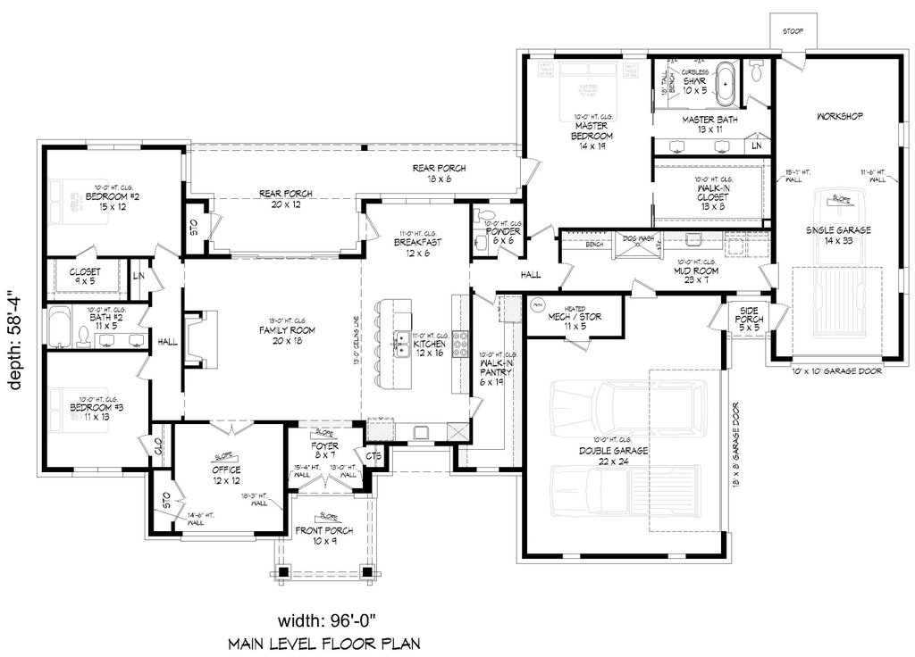 Floor Plan - Main Floor for Contemporary House Plan #932-1431 - 3 bed, 2.5 bath