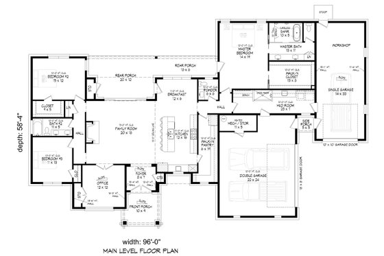 Floor Plan - Main Floor for Contemporary House Plan #932-1431 - 3 bed, 2.5 bath