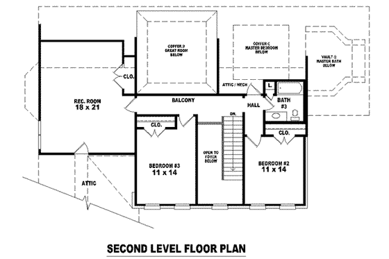 Floor Plan - Upper Floor for European House Plan #81-1149 - 3 bed, 3 bath