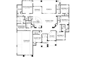 Floor Plan - Main Floor for Contemporary House Plan #80-216 - 5 bed, 4 bath
