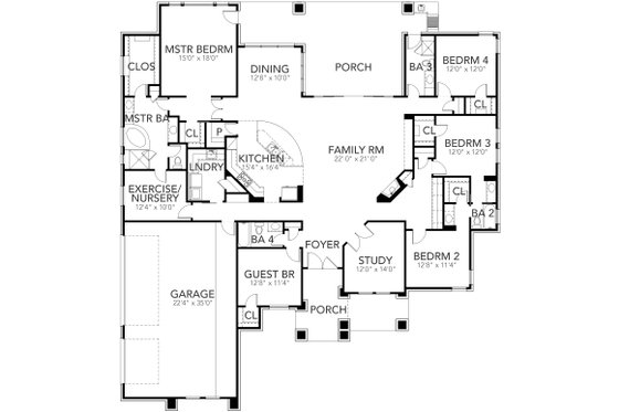 Floor Plan - Main Floor for Contemporary House Plan #80-216 - 5 bed, 4 bath