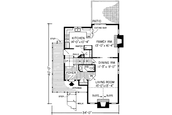 Floor Plan - Main Floor for Traditional House Plan #312-140 - 3 bed, 2.5 bath