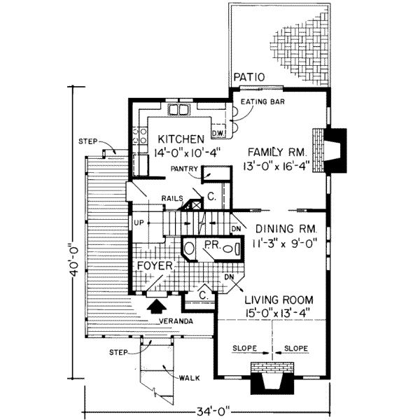 Floor Plan - Main Floor for Traditional House Plan #312-140 - 3 bed, 2.5 bath