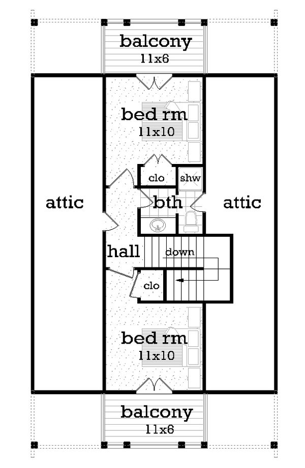 Cottage Floor Plan - Upper Floor Plan #45-619