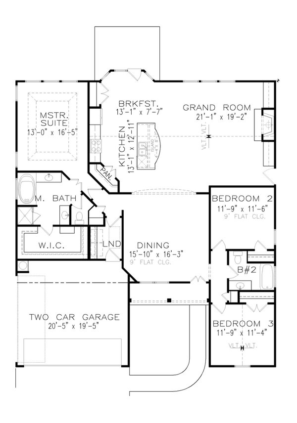 Architectural House Design - Ranch Floor Plan - Main Floor Plan #54-568