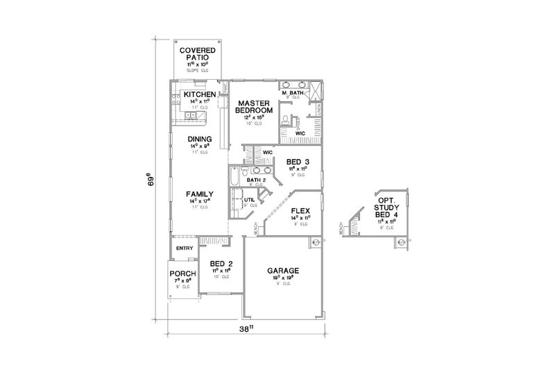 House Blueprint - Floor Plan - Main Floor for Contemporary House Plan #472-455 - 4 bed, 2 bath