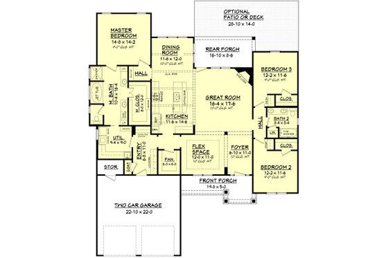 Floor Plan - Main Floor for Country House Plan #430-91 - 3 bed, 2 bath