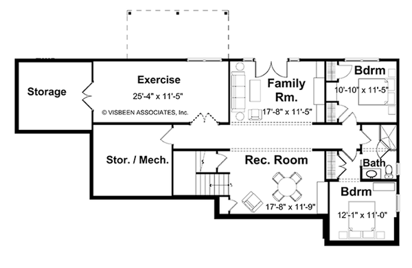 House Blueprint - Floor Plan - Lower Floor for Farmhouse House Plan #928-424 - 3 bed, 2.5 bath