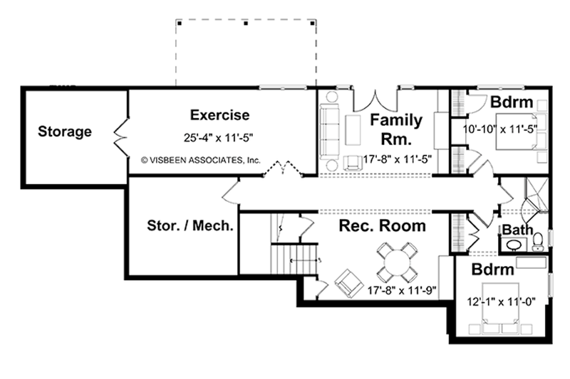 House Blueprint - Floor Plan - Lower Floor for Farmhouse House Plan #928-424 - 3 bed, 2.5 bath