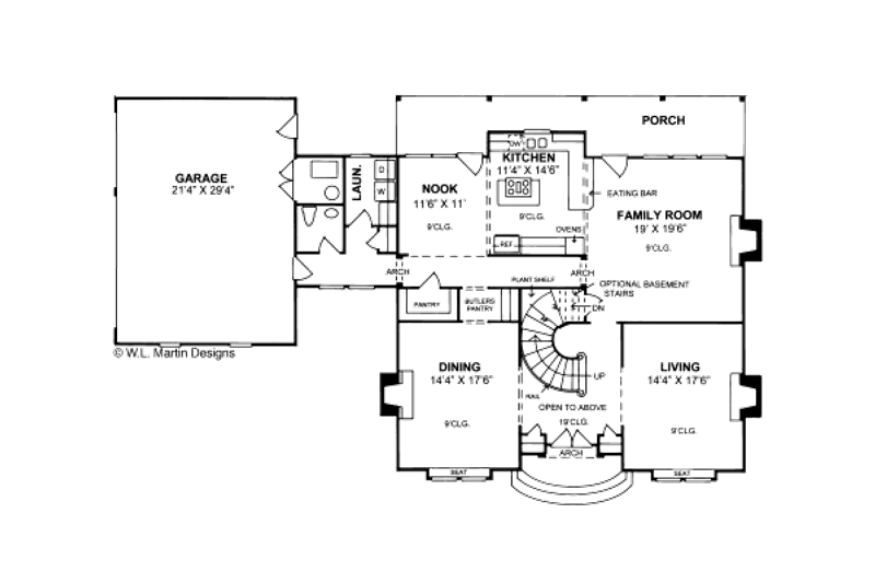 House Blueprint - Floor Plan - Main Floor for European House Plan #20-320 - 4 bed, 3.5 bath