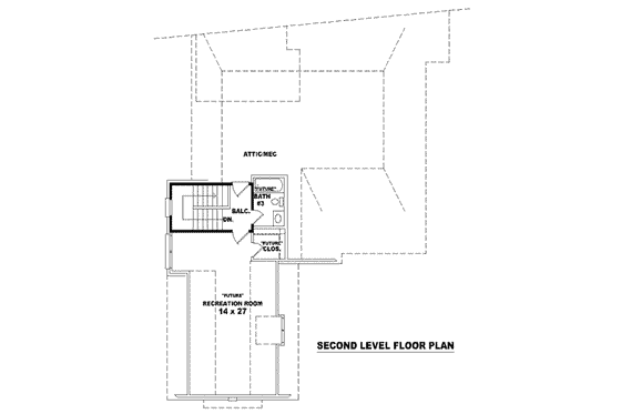 Floor Plan - Upper Floor for European House Plan #81-1278 - 3 bed, 2 bath
