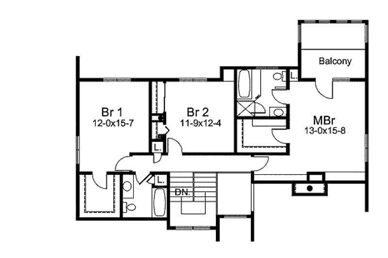 Home Plan - Floor Plan - Upper Floor House Plan #57-257 - 3 bed, 2.5 bath