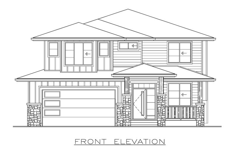 Dream House Plan - Exterior - Front Elevation 3 for Modern House Plan #1100-30 - 3 bed, 2.5 bath