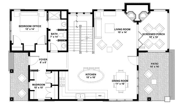 House Blueprint - Bungalow Floor Plan - Main Floor Plan #928-9