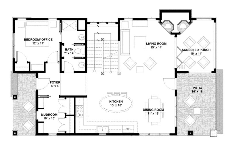 Home Plan - Floor Plan - Main Floor for Bungalow House Plan #928-9 - 3 bed, 3 bath