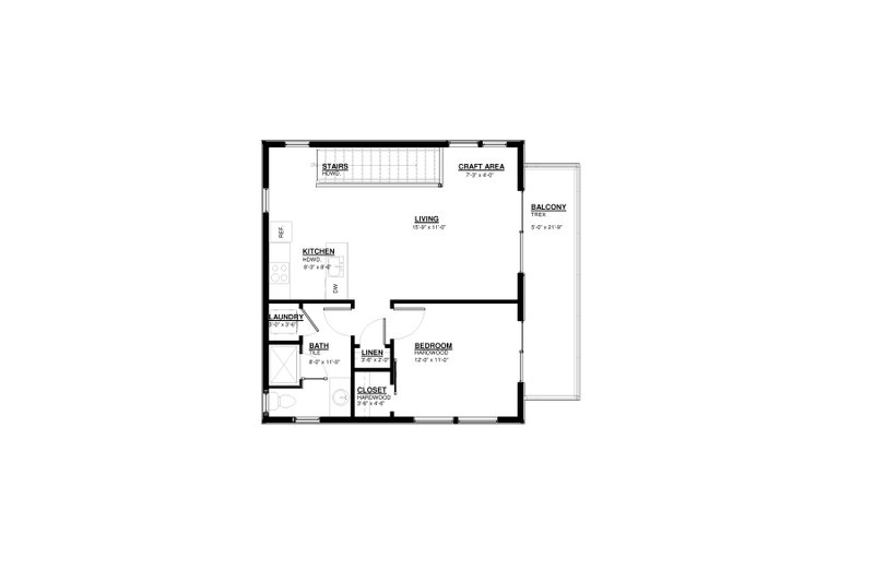 Architectural House Design - Floor Plan - Upper Floor for Modern House Plan #895-112 - 1 bed, 1 bath