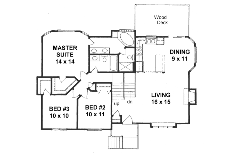 Home Plan - Floor Plan - Main Floor for Traditional House Plan #58-170 - 3 bed, 2 bath