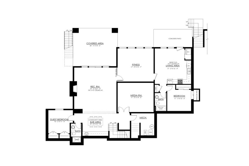 Dream House Plan - Floor Plan - Lower Floor for European House Plan #1114-121 - 4 bed, 3 bath