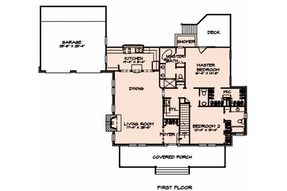 Floor Plan - Main Floor for Country House Plan #140-117 - 4 bed, 3.5 bath