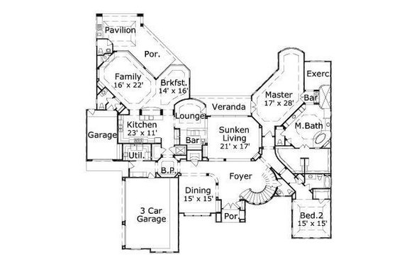 Floor Plan - Main Floor for European House Plan #411-480 - 6 bed, 5.5 bath