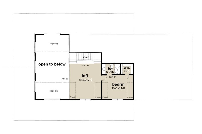 House Blueprint - Floor Plan - Upper Floor for Barndominium House Plan #120-282 - 3 bed, 3 bath