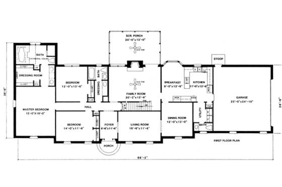 Floor Plan - Main Floor for European House Plan #10-262 - 5 bed, 3.5 bath