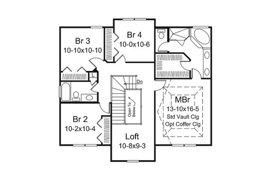 Floor Plan - Upper Floor for Traditional House Plan #57-660 - 4 bed, 2.5 bath