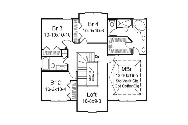 Traditional Floor Plan - Upper Floor Plan #57-660