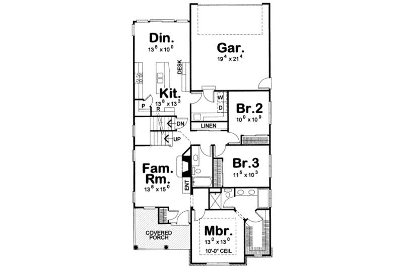 Home Plan - Floor Plan - Main Floor for Traditional House Plan #20-1748 - 5 bed, 3 bath
