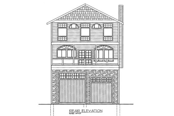 Exterior - Rear Elevation for Bungalow House Plan #117-800 - 1 bed, 3.5 bath