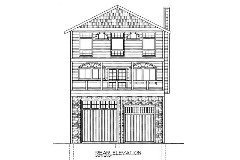Home Plan - Exterior - Rear Elevation for Bungalow House Plan #117-800 - 1 bed, 3.5 bath