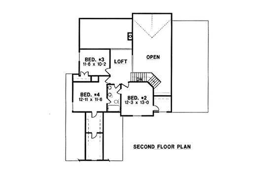 Floor Plan - Upper Floor for Traditional House Plan #67-135 - 4 bed, 3 bath