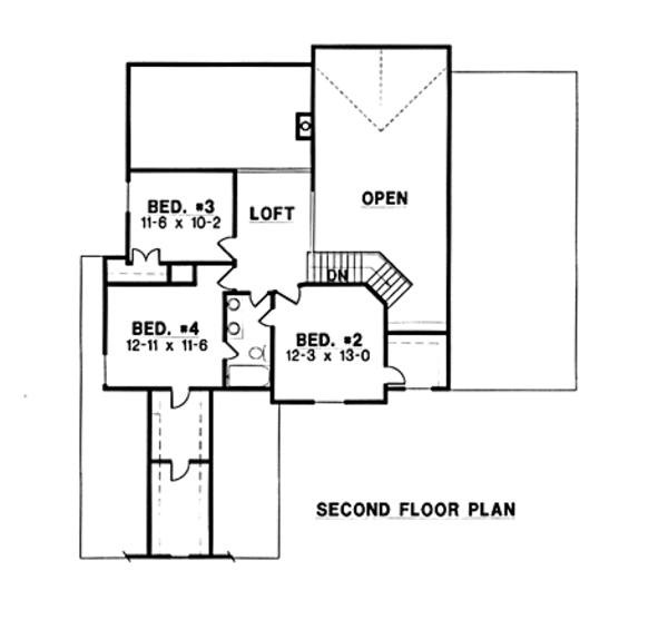 Traditional Floor Plan - Upper Floor Plan #67-135