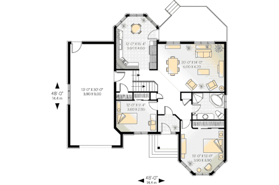 Floor Plan - Main Floor for European House Plan #23-157 - 2 bed, 1 bath