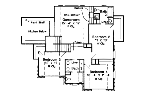 Floor Plan - Upper Floor for European House Plan #410-398 - 5 bed, 5.5 bath