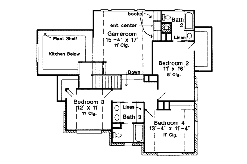House Blueprint - Floor Plan - Upper Floor for European House Plan #410-398 - 5 bed, 5.5 bath