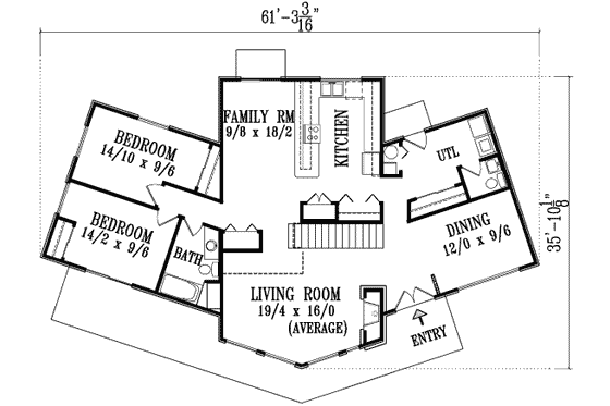 Floor Plan - Main Floor House Plan #1-626 - 3 bed, 2.5 bath