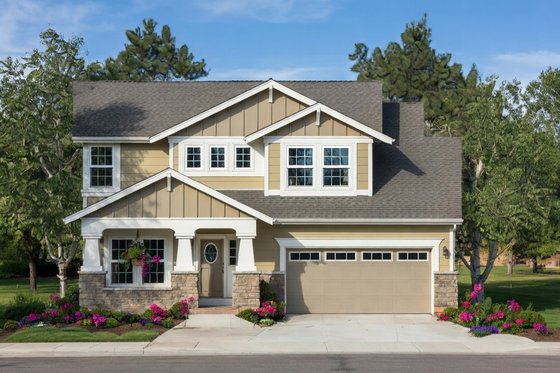 Exterior - Front Elevation for Craftsman House Plan #20-1235 - 4 bed, 3 bath
